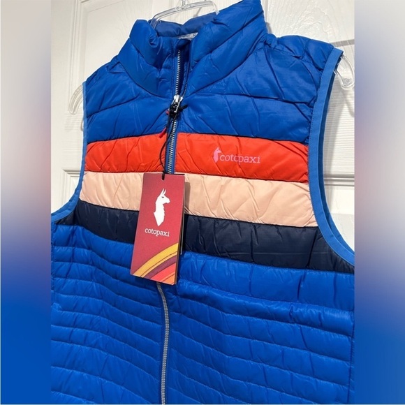 Cotopaxi Women’s Large Fuego Down Insulated Puff Vest Blue Atlantic Stripes NWT - Picture 2 of 13